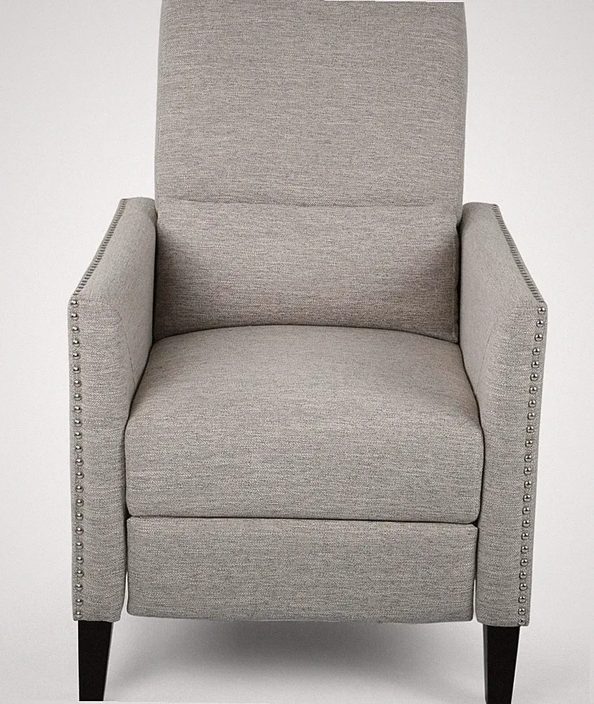 Alexis Modern Light Gray Push Back Recliner with Dark Brown Accents