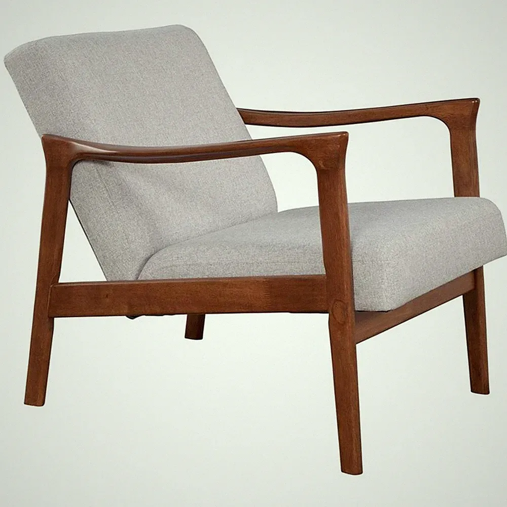 Alpine Furniture Zephyr Slate Wood Lounge Chair in Brown-Gray
