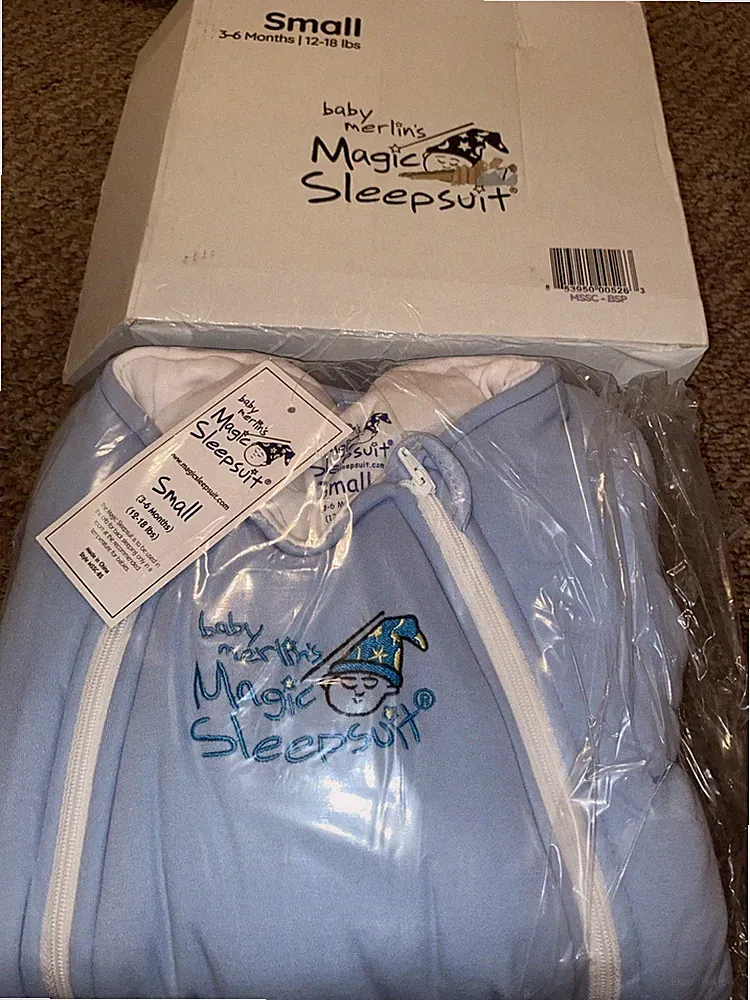 Baby Merlin's Magic Sleeper - Swaddle Transition Product - Cotton-blue Small