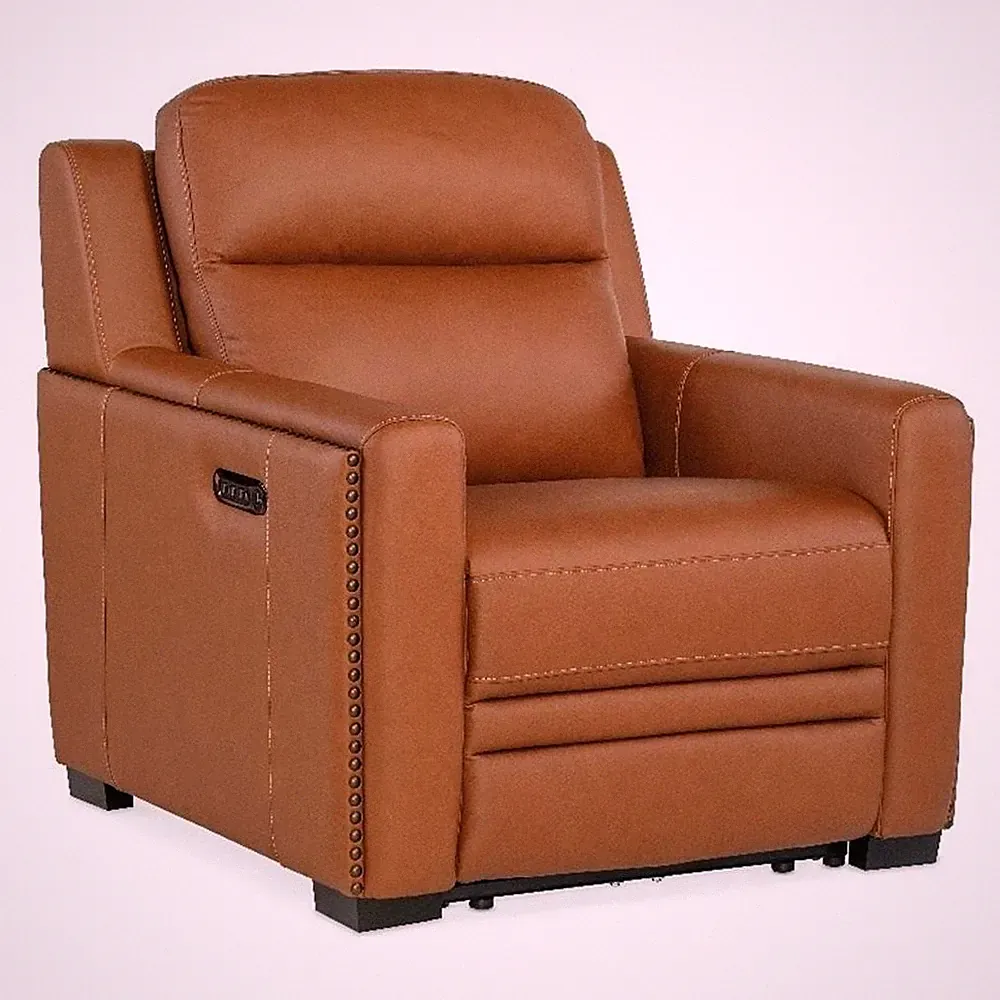 Bowery Hill Contemporary Living Room Power Recliner with Power Headrest