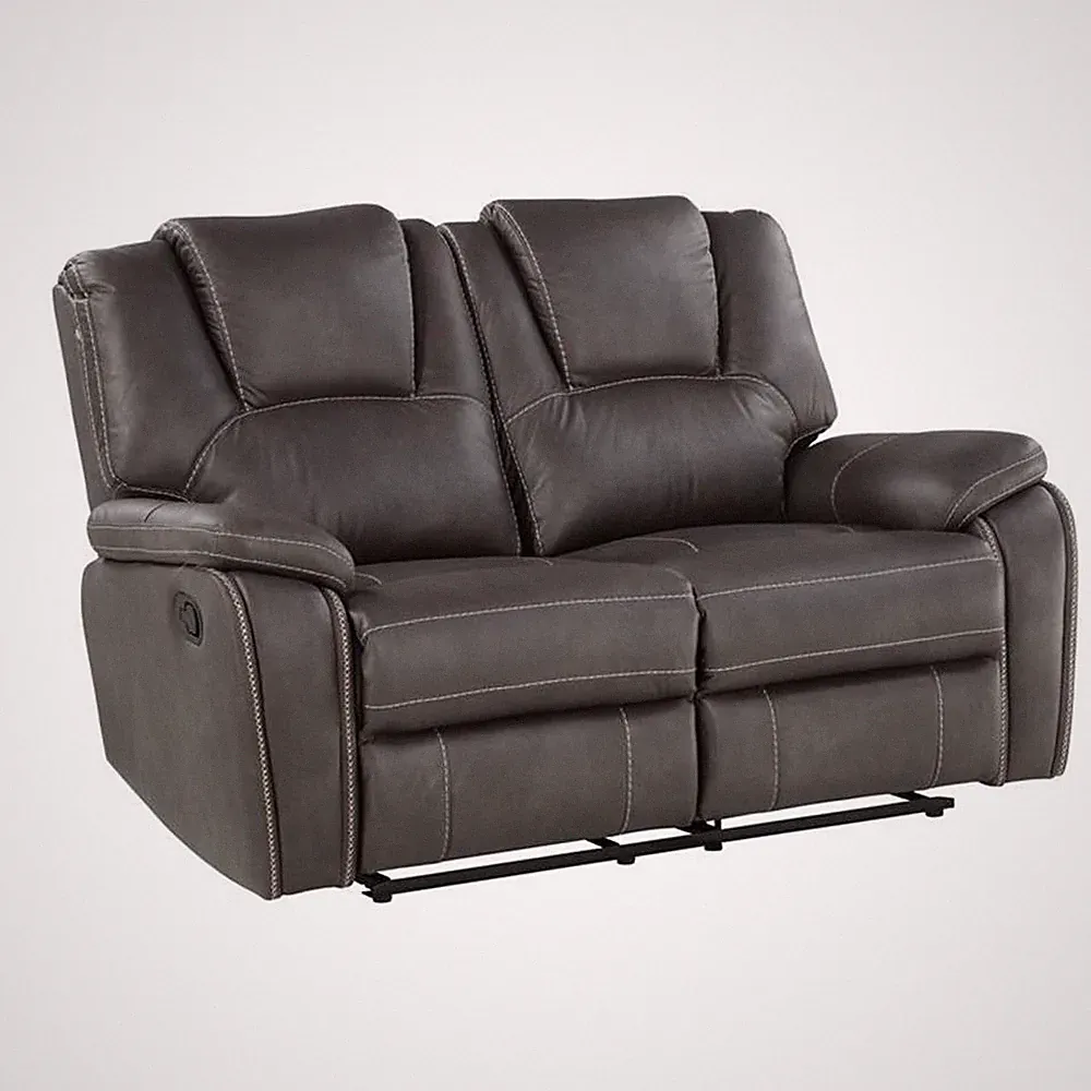 Bowery Hill Modern Charcoal Faux Leather Manual Reclining Loveseat
