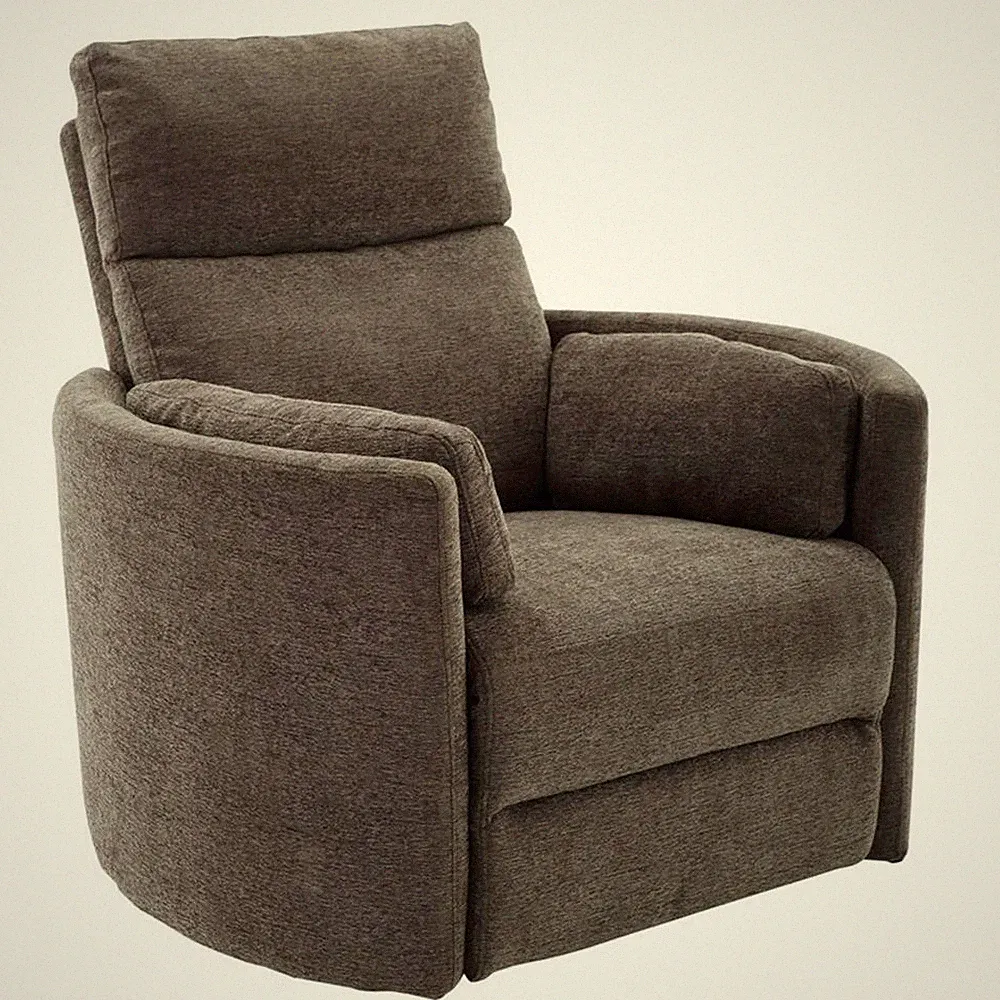 Bowery Hill Transitional Polyester Power Swivel Glider Recliner in Brown