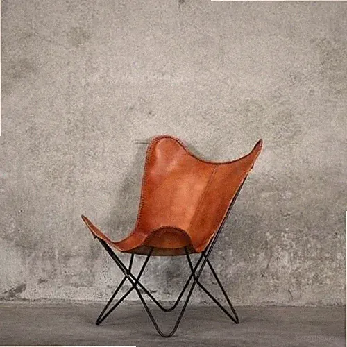 Butterfly Chair Leather Sleeper Seat Lounge Accent Handmade New With Iron Frame