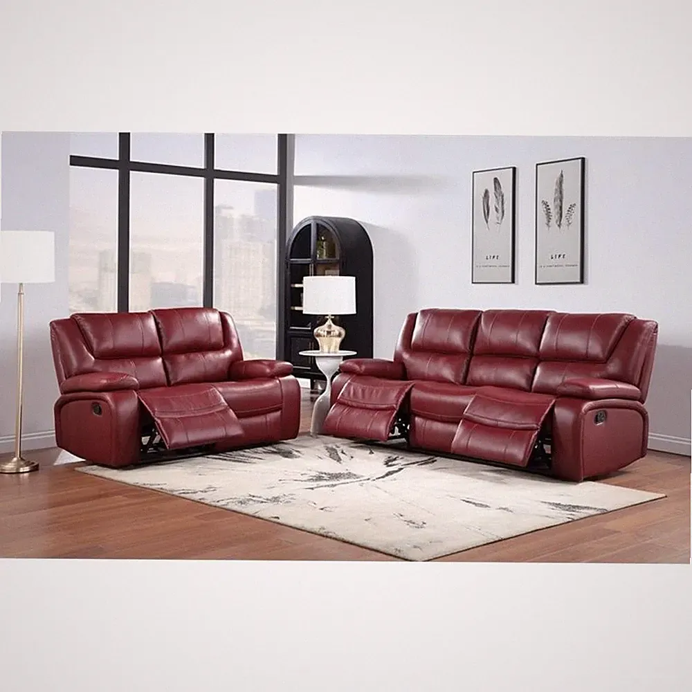 Camila 2-piece Upholstered Reclining Sofa Set Red