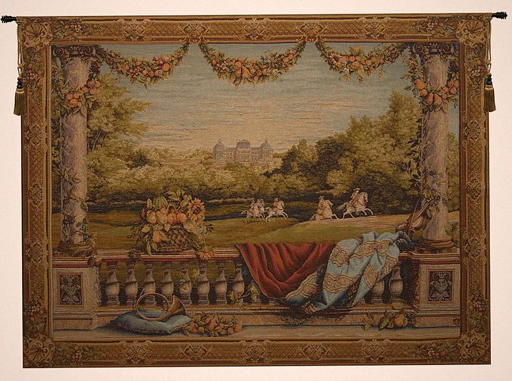 Chateau Bellevue French Woven Tapestry-Exquisite Verdure Landscape & Lake Design