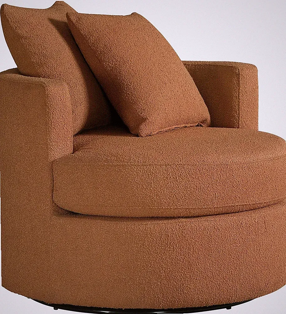 Debbie Burnt Orange Upholstered Swivel Accent Chair for Home Furnishings