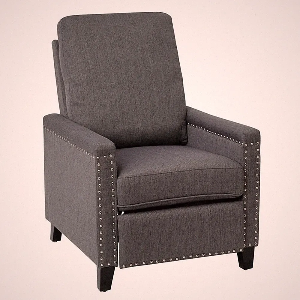 Flash Furniture Carson Fabric Push Back Recliner with Accent Nail Trim in Gray