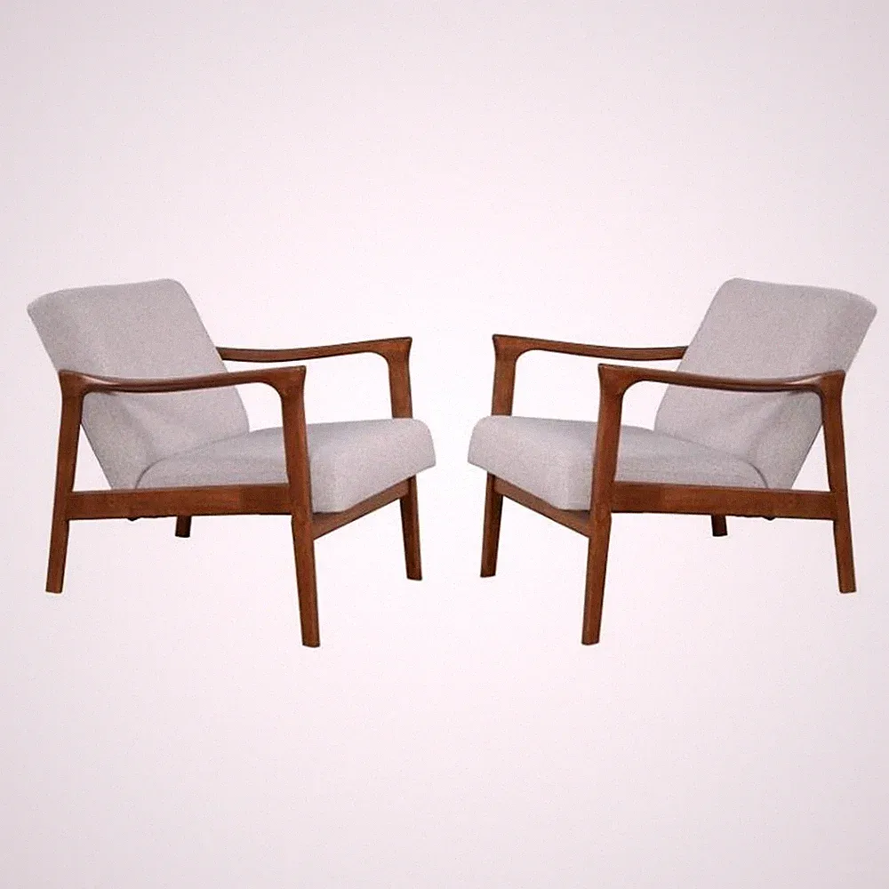 Home Square 2 Piece Slate Wood Lounge Chair Set in Brown-Gray