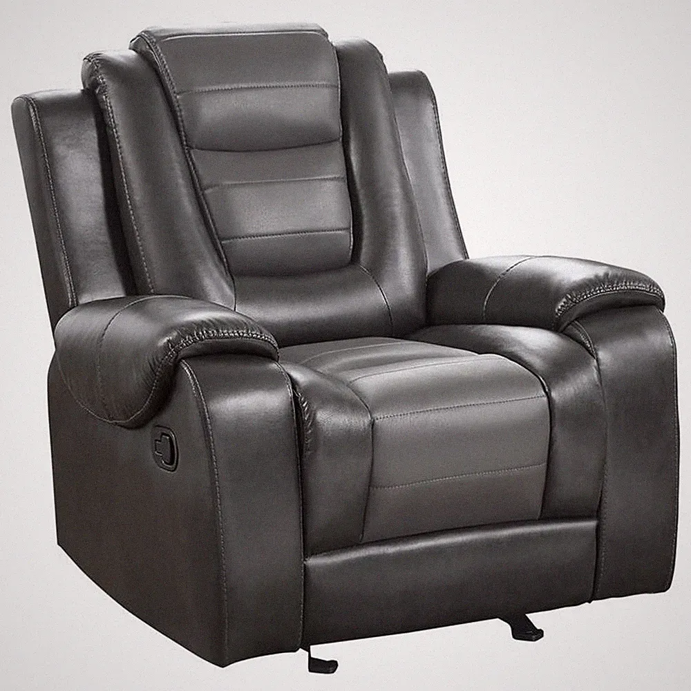 Lexicon Briscoe Faux Leather Glider Reclining Chair in Light Gray/Dark Gray
