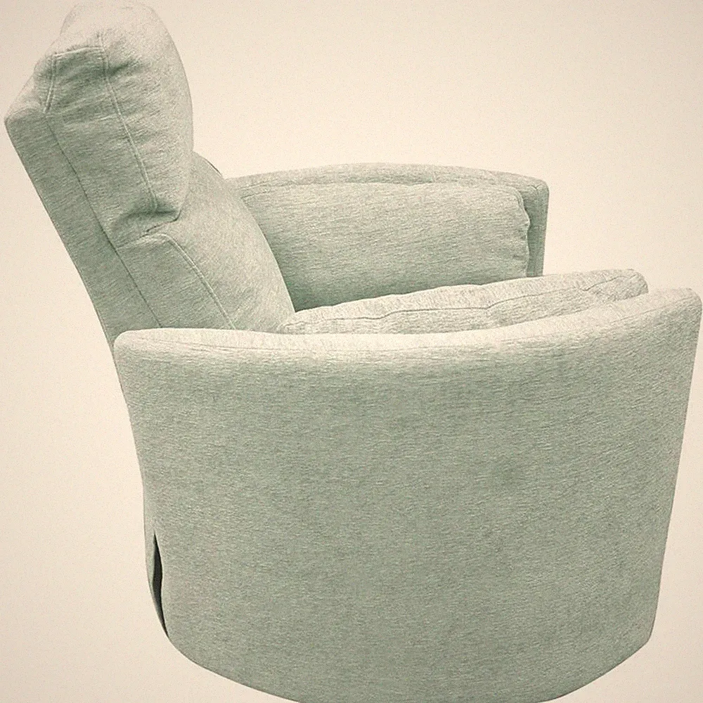 Pemberly Row Fabric Power Swivel Glider Recliner Chair in Green with USB Charger