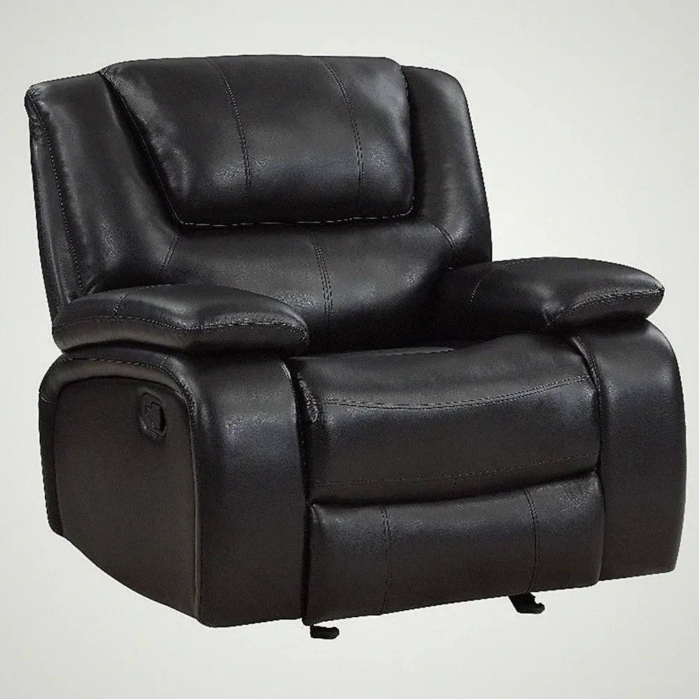 Pemberly Row Faux Leather Upholstered Glider Recliner Chair Black