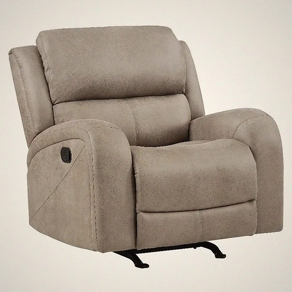 Pemberly Row Polished Microfiber Rocker Reclining Chair in Brown