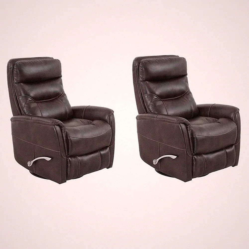 Pemberly Row Set of 2 Polyester Manual Swivel Glider Recliners in Truffle Brown