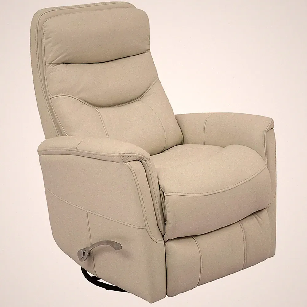 Rosebery Kids Leather Manual Swivel Glider Recliner in Ivory