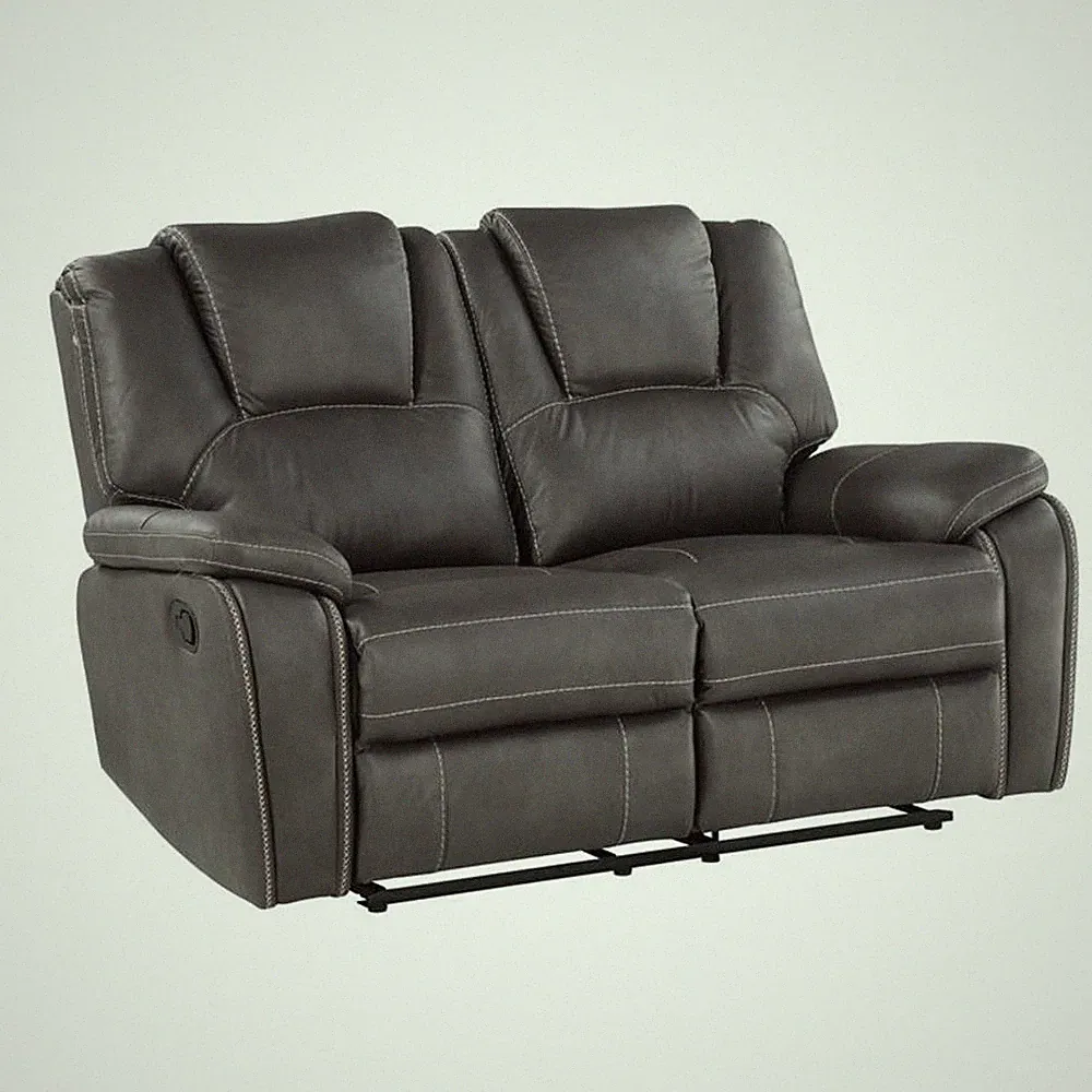 Steve Silver Katrine Charcoal Faux Leather Manual Reclining Loveseat