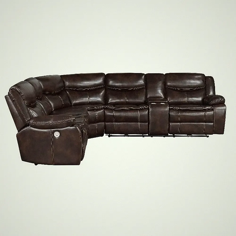 Sycamore Upholstered Power Reclining Sectional Sofa Brown