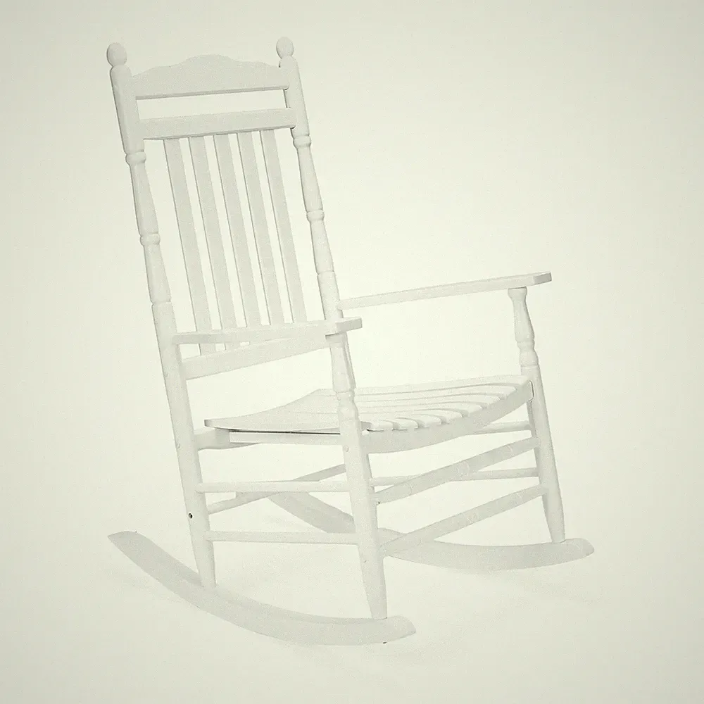 Wooden Rocking Chair Outdoor 450 lbs Support Solid Wood High Back White